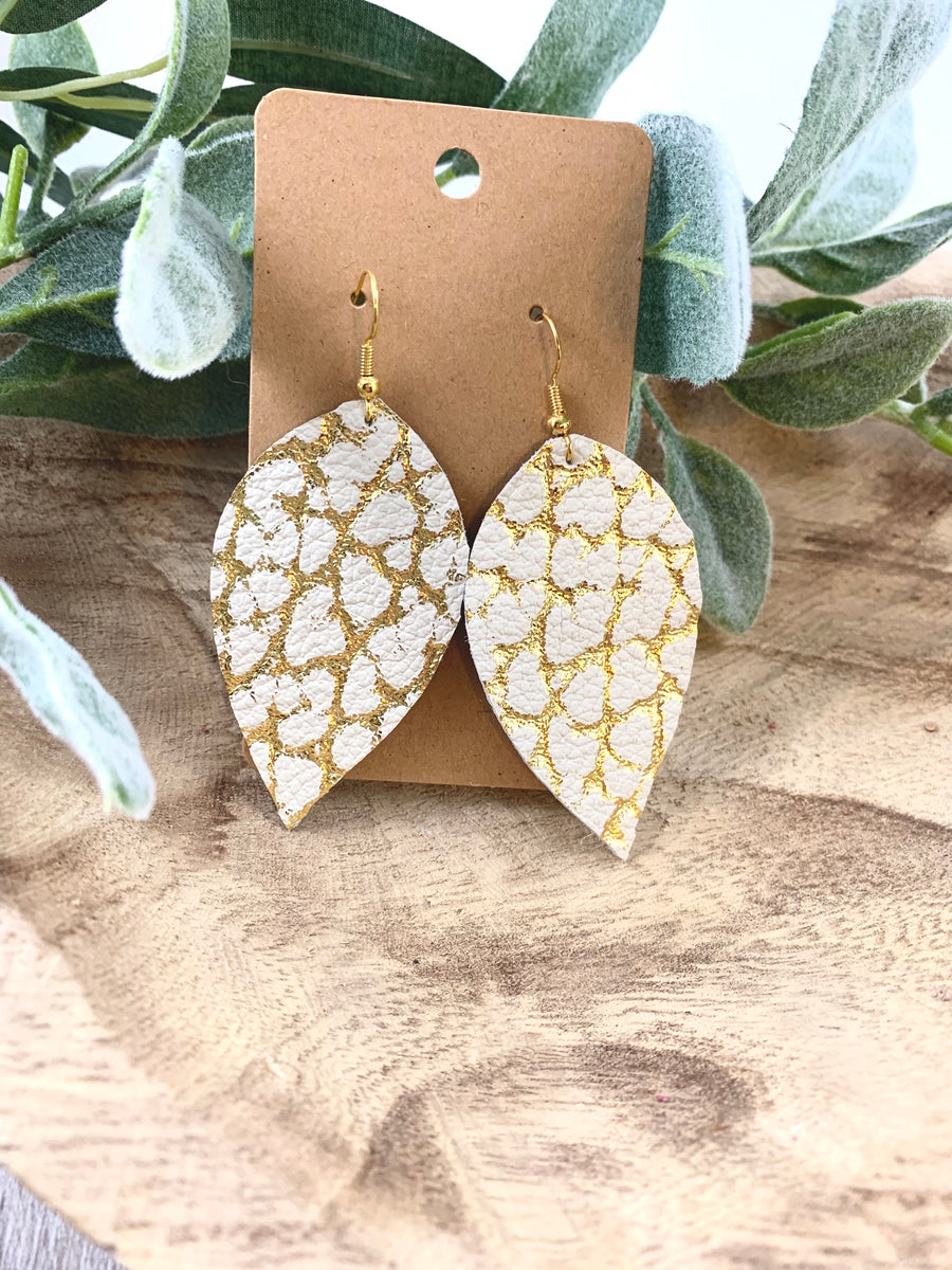 White deals leather earrings