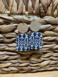 Navy & Gold Leather Earrings