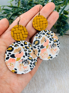 Floral and Leopard print leather earrings.