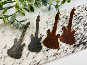 Distressed Leather guitar earrings