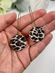 Leather drop circle earrings