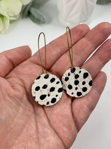 Leather drop circle earrings