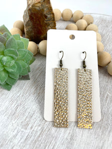 Gold leather bar earrings