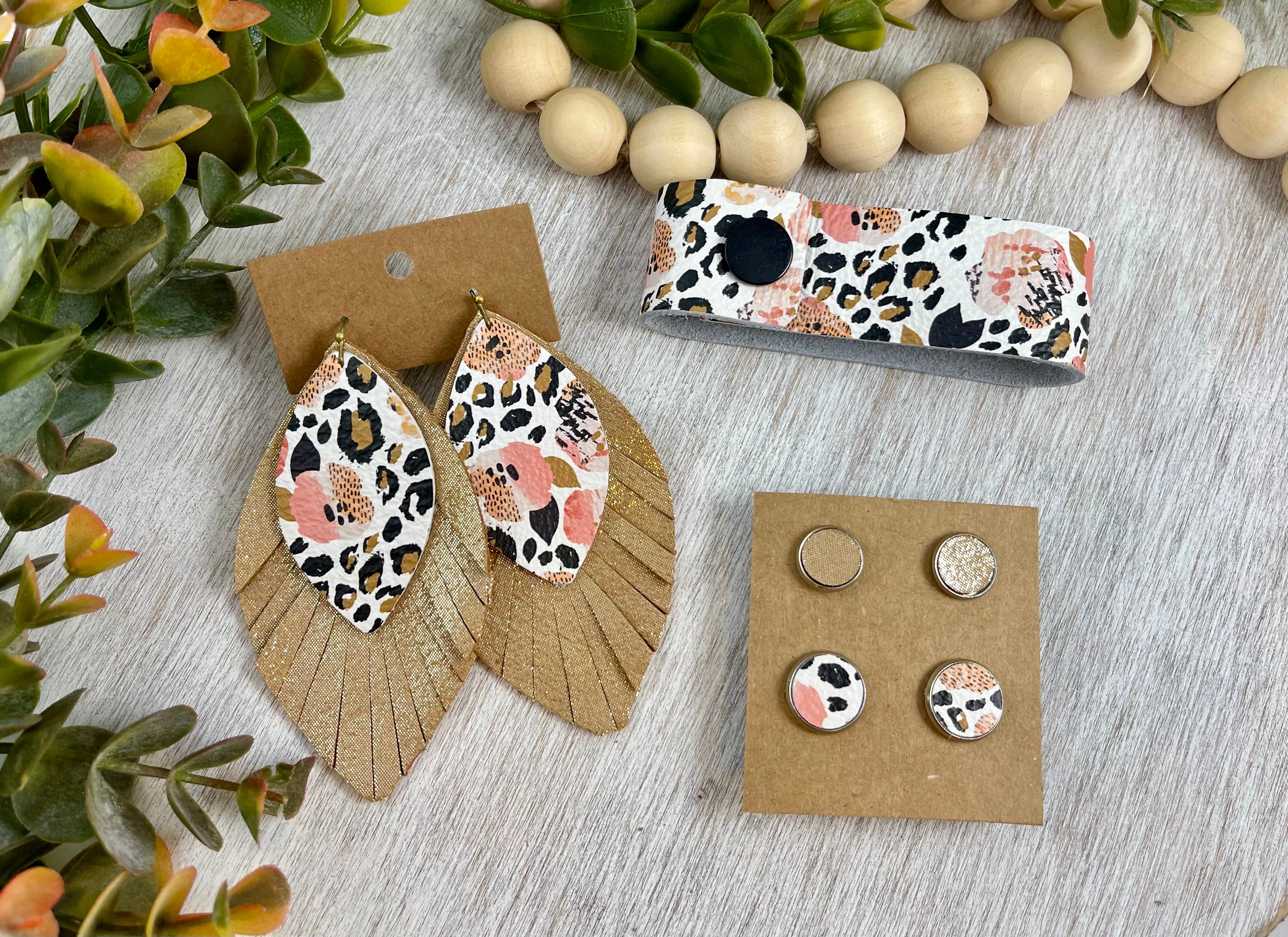 Floral Leather Earring Gift Set