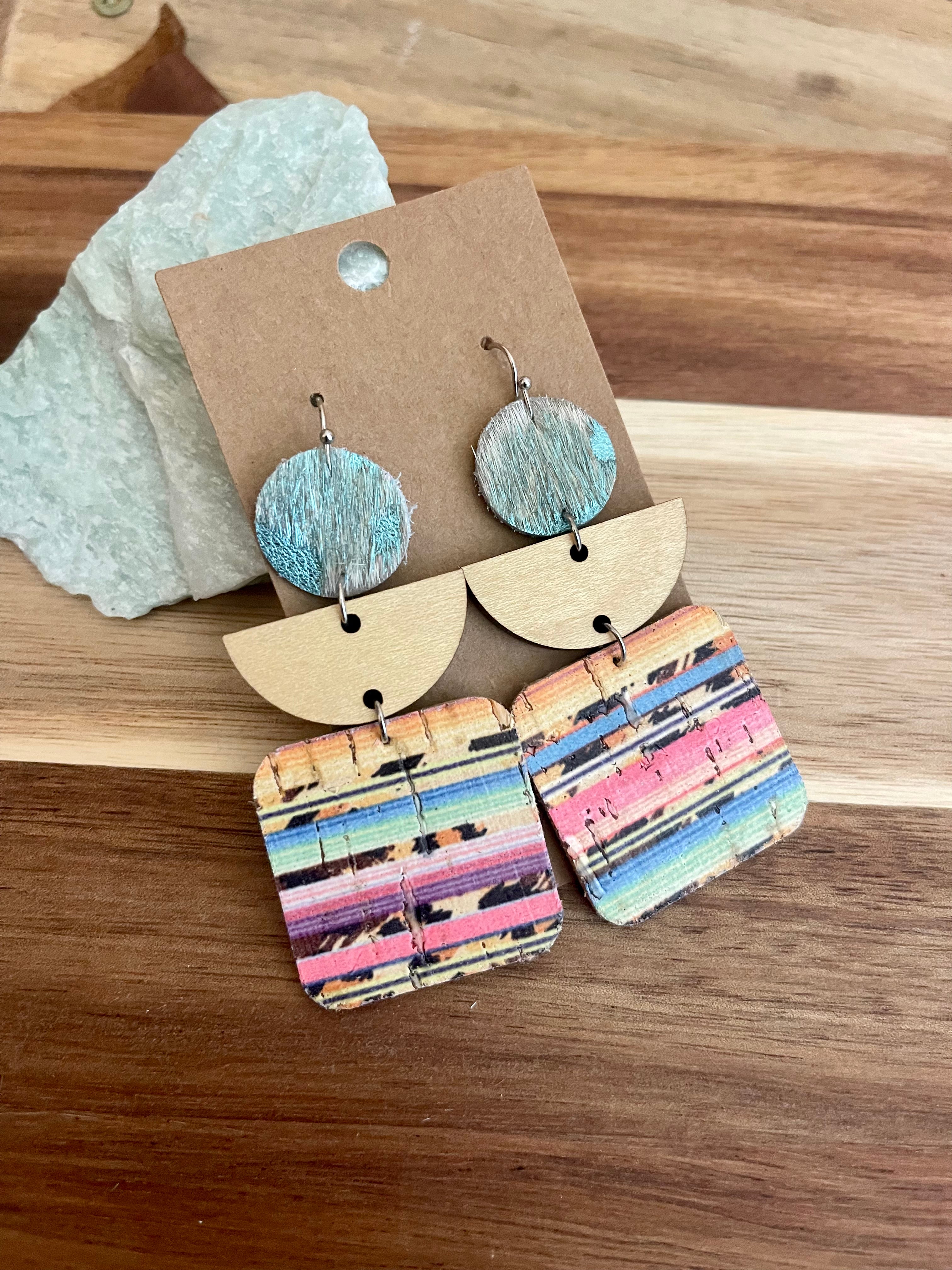 Serape cork earrings.